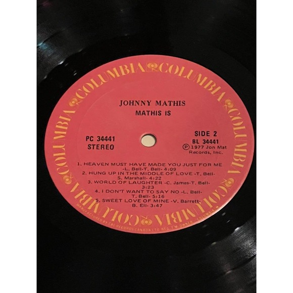 Johnny Mathis Mathis Is 12” Vinyl Record Album LP 1977 PC 34441 AL 34441 - Picture 7 of 7